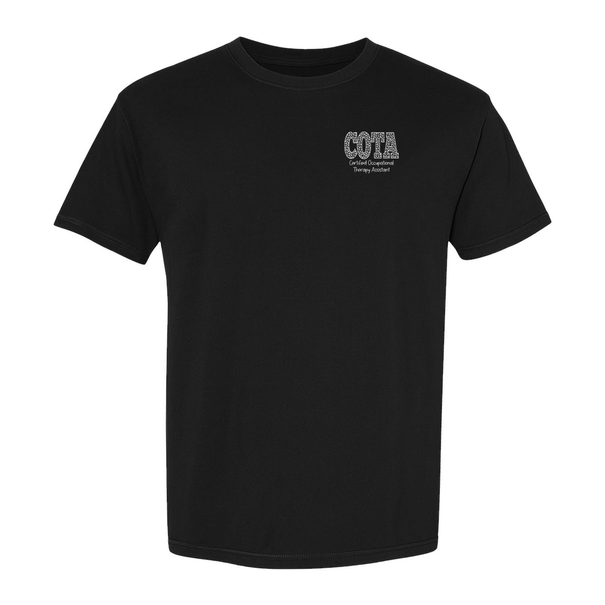COTA T-Shirt, Certified Occupational Therapy Assistant Left Chest Print for Graduates and Rehab Staff