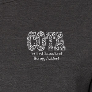 COTA T-Shirt, Certified Occupational Therapy Assistant Left Chest Print for Graduates and Rehab Staff