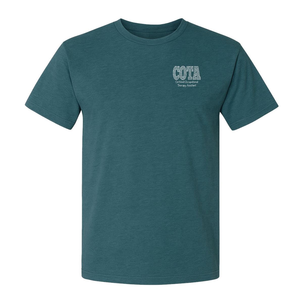 COTA T-Shirt, Certified Occupational Therapy Assistant Left Chest Print for Graduates and Rehab Staff