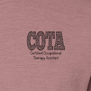 COTA T-Shirt, Certified Occupational Therapy Assistant Left Chest Print for Graduates and Rehab Staff