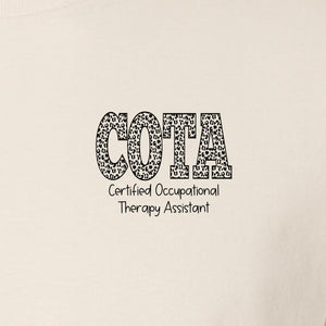 COTA T-Shirt, Certified Occupational Therapy Assistant Left Chest Print for Graduates and Rehab Staff