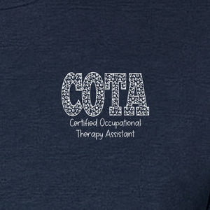 COTA T-Shirt, Certified Occupational Therapy Assistant Left Chest Print for Graduates and Rehab Staff