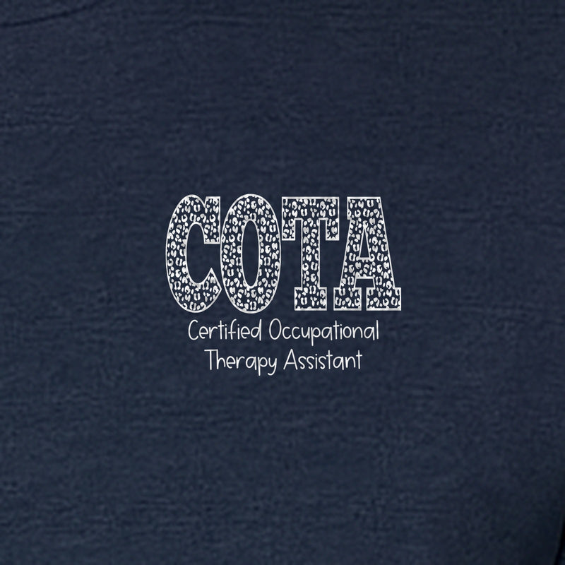 COTA T-Shirt, Certified Occupational Therapy Assistant Left Chest Print for Graduates and Rehab Staff