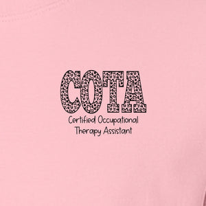 COTA T-Shirt, Certified Occupational Therapy Assistant Left Chest Print for Graduates and Rehab Staff