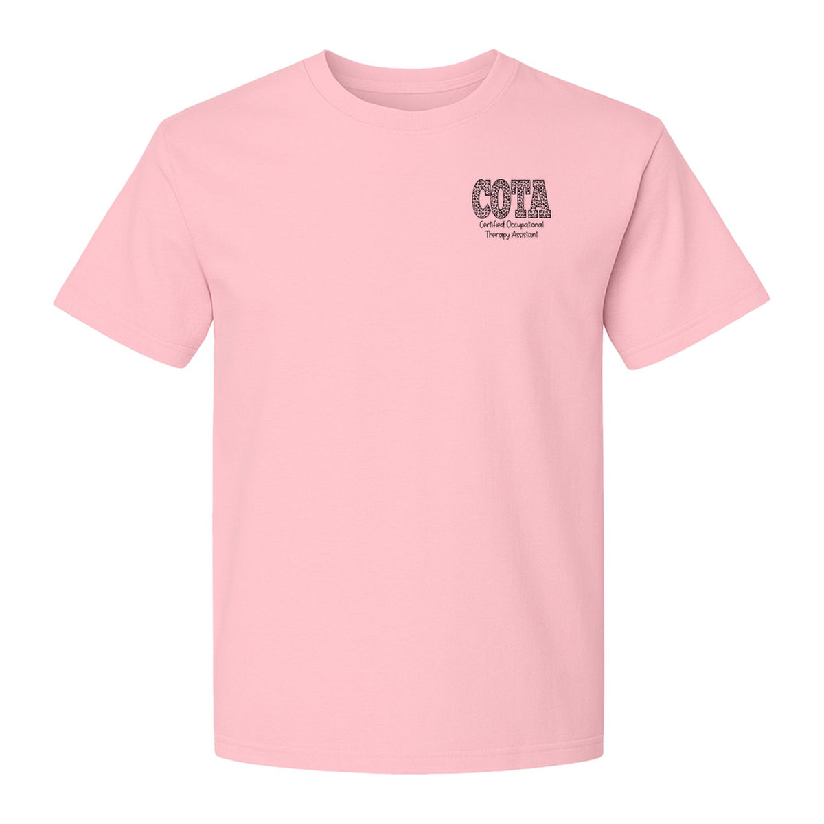 COTA T-Shirt, Certified Occupational Therapy Assistant Left Chest Print for Graduates and Rehab Staff