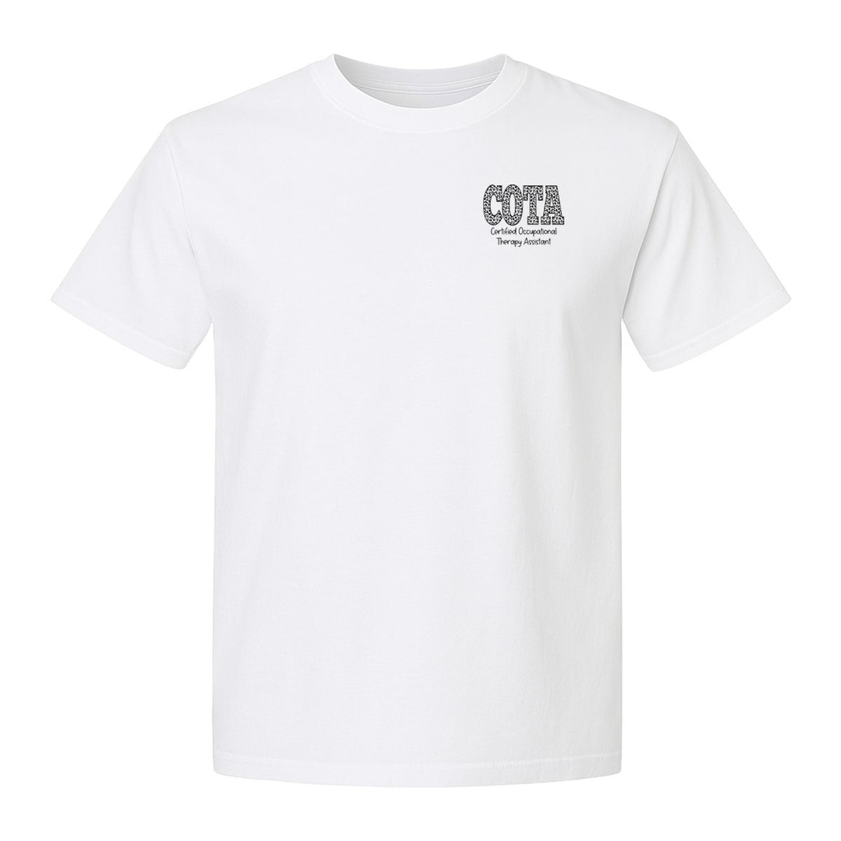 COTA T-Shirt, Certified Occupational Therapy Assistant Left Chest Print for Graduates and Rehab Staff