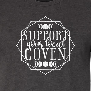 Witch T-Shirt, Support Your Local Coven Moon Phase Graphic for Halloween and Witchcraft Fans