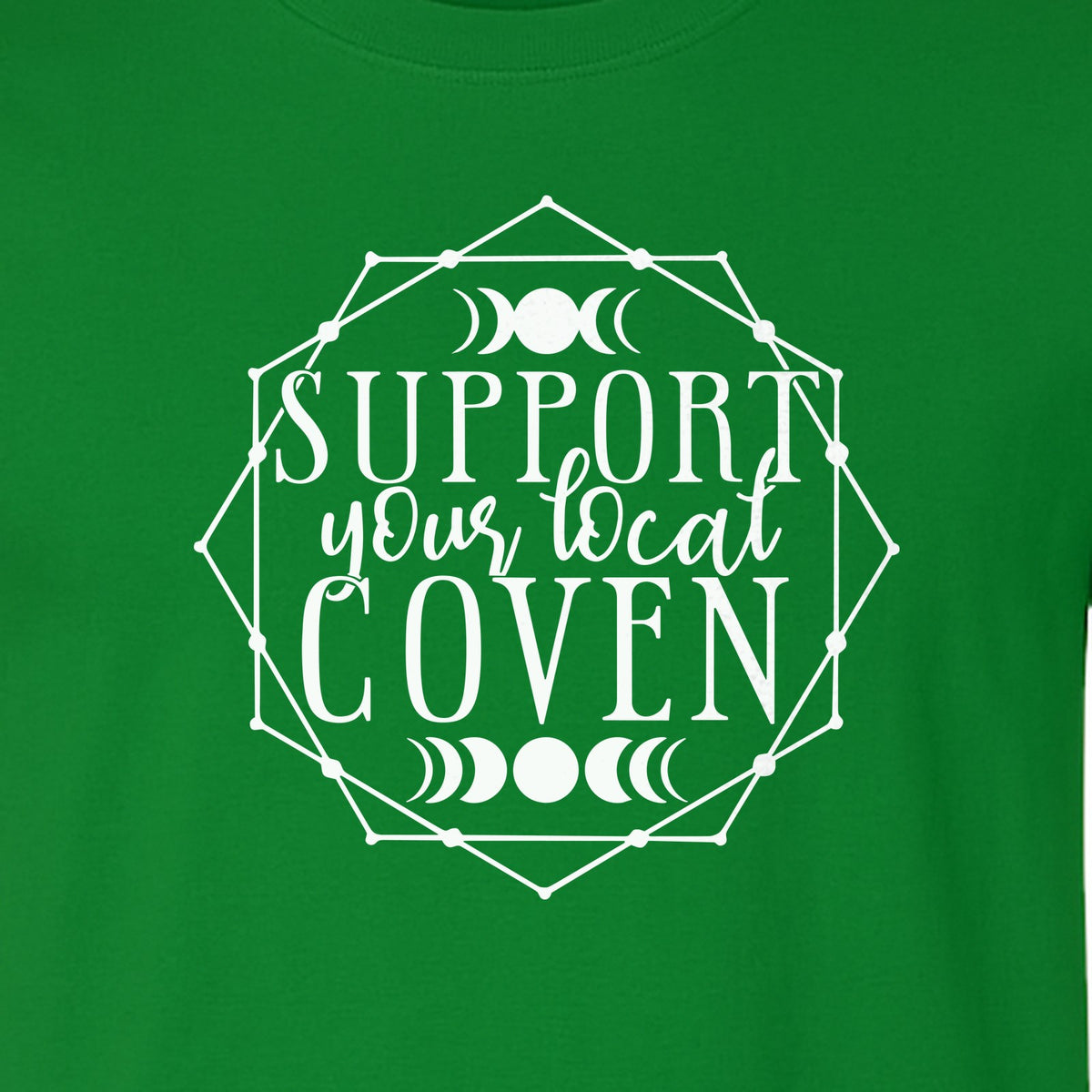 Witch T-Shirt, Support Your Local Coven Moon Phase Graphic for Halloween and Witchcraft Fans
