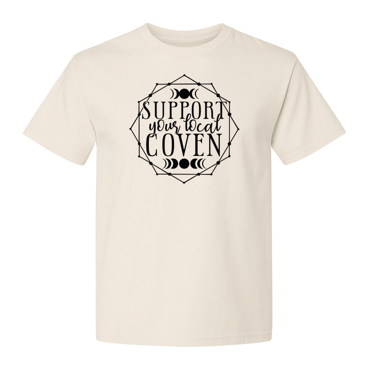 Witch T-Shirt, Support Your Local Coven Moon Phase Graphic for Halloween and Witchcraft Fans