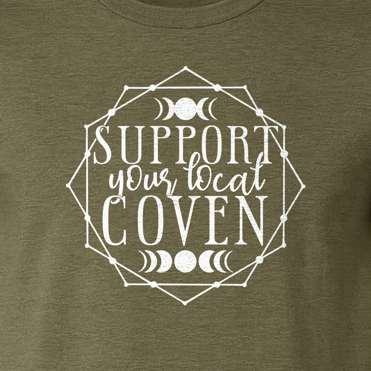 Witch T-Shirt, Support Your Local Coven Moon Phase Graphic for Halloween and Witchcraft Fans