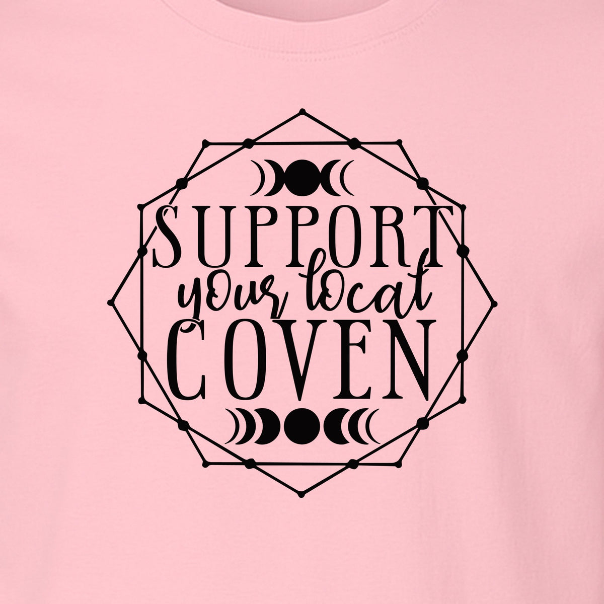 Witch T-Shirt, Support Your Local Coven Moon Phase Graphic for Halloween and Witchcraft Fans