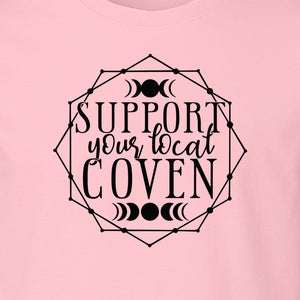 Witch T-Shirt, Support Your Local Coven Moon Phase Graphic for Halloween and Witchcraft Fans
