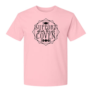 Witch T-Shirt, Support Your Local Coven Moon Phase Graphic for Halloween and Witchcraft Fans