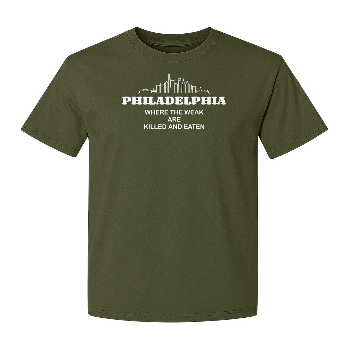 Philadelphia Skyline T-Shirt, Where the Weak Are Killed and Eaten Funny City Joke Design