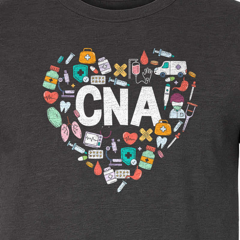 CNA T-Shirt, Heart Medical Icons Design for Nursing Students and Healthcare Workers