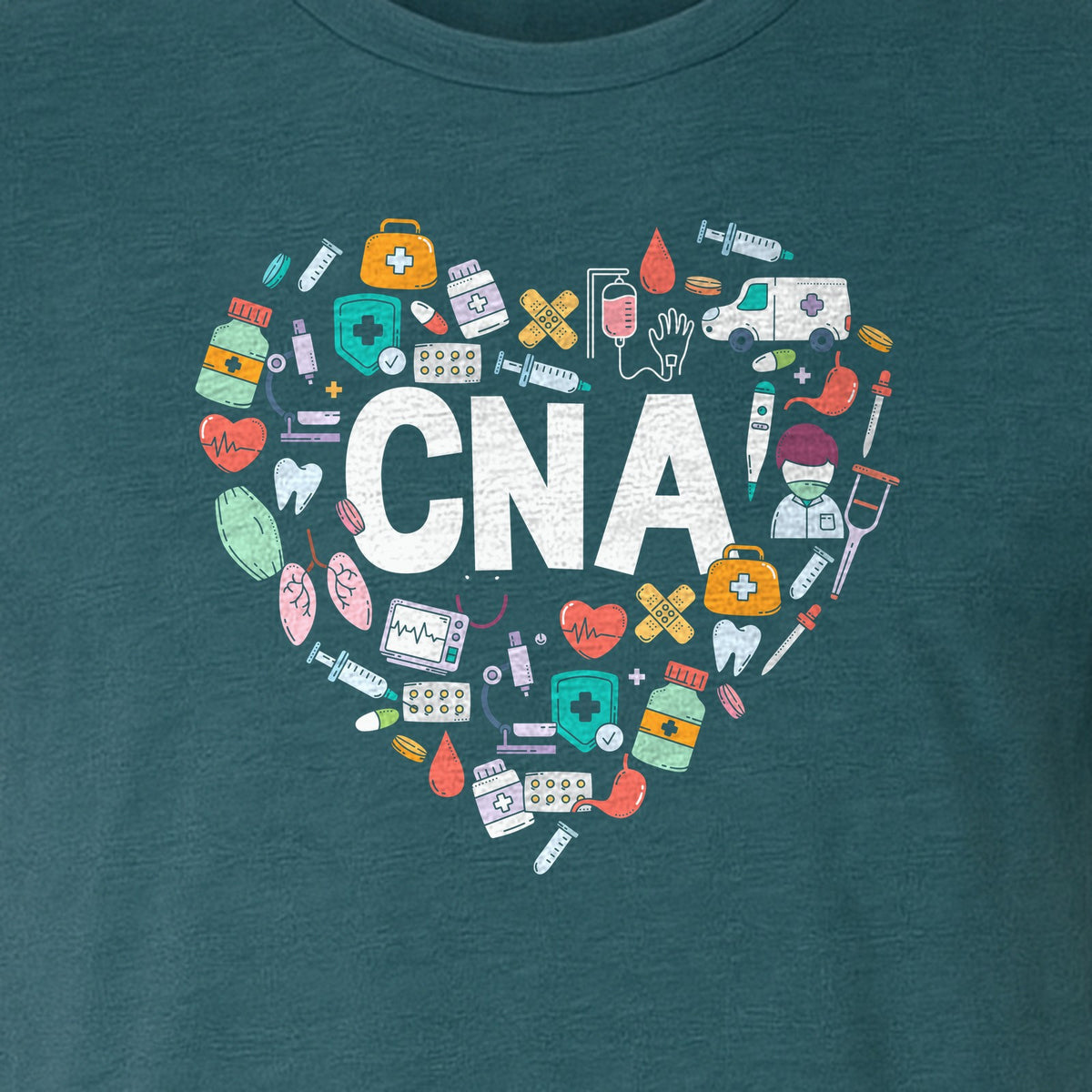 CNA T-Shirt, Heart Medical Icons Design for Nursing Students and Healthcare Workers