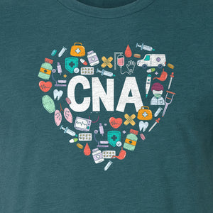 CNA T-Shirt, Heart Medical Icons Design for Nursing Students and Healthcare Workers