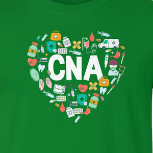 CNA T-Shirt, Heart Medical Icons Design for Nursing Students and Healthcare Workers