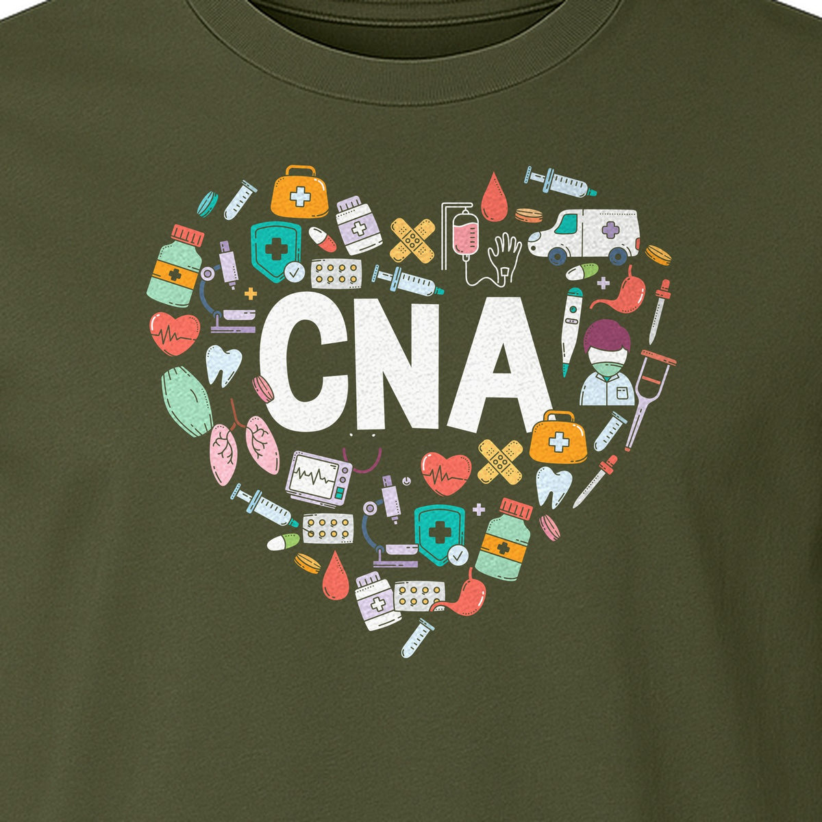 CNA T-Shirt, Heart Medical Icons Design for Nursing Students and Healthcare Workers