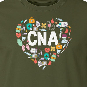 CNA T-Shirt, Heart Medical Icons Design for Nursing Students and Healthcare Workers