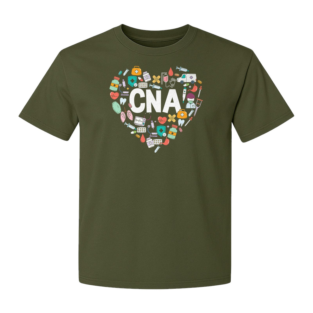 CNA T-Shirt, Heart Medical Icons Design for Nursing Students and Healthcare Workers