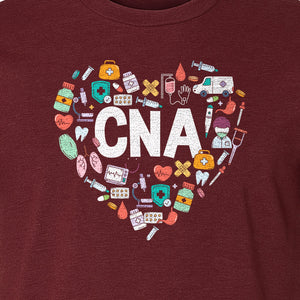 CNA T-Shirt, Heart Medical Icons Design for Nursing Students and Healthcare Workers