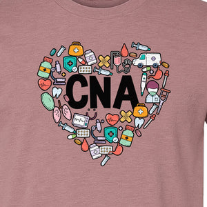 CNA T-Shirt, Heart Medical Icons Design for Nursing Students and Healthcare Workers