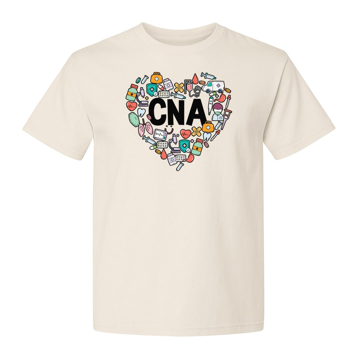 CNA T-Shirt, Heart Medical Icons Design for Nursing Students and Healthcare Workers