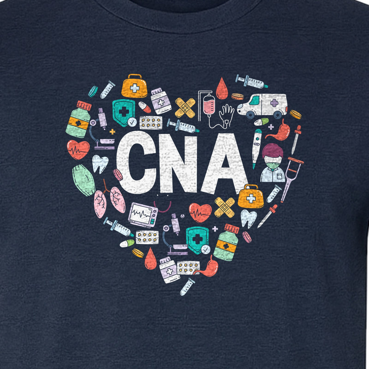 CNA T-Shirt, Heart Medical Icons Design for Nursing Students and Healthcare Workers