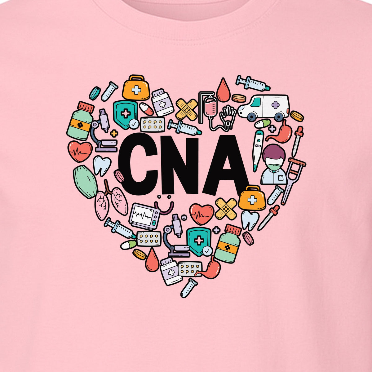 CNA T-Shirt, Heart Medical Icons Design for Nursing Students and Healthcare Workers