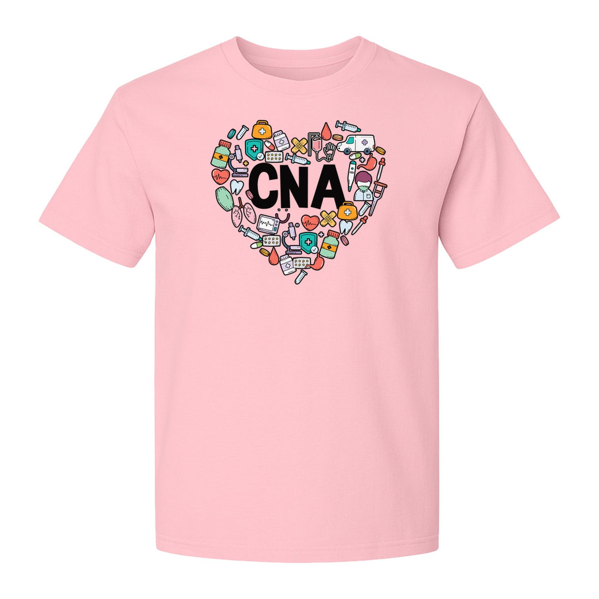 CNA T-Shirt, Heart Medical Icons Design for Nursing Students and Healthcare Workers
