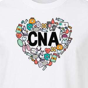 CNA T-Shirt, Heart Medical Icons Design for Nursing Students and Healthcare Workers