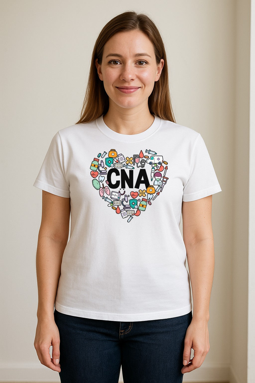 CNA T-Shirt, Heart Medical Icons Design for Nursing Students and Healthcare Workers