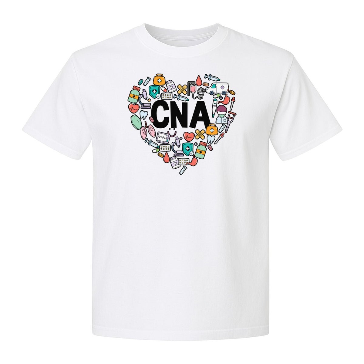 CNA T-Shirt, Heart Medical Icons Design for Nursing Students and Healthcare Workers