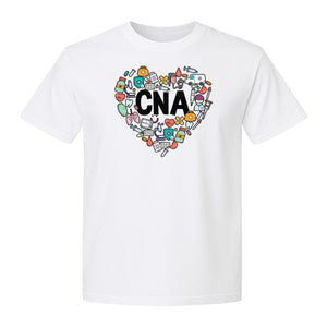 CNA T-Shirt, Heart Medical Icons Design for Nursing Students and Healthcare Workers