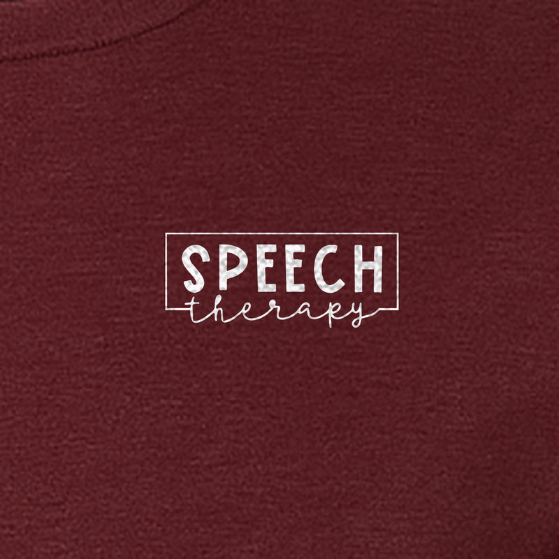 Speech Therapy T-Shirt, Small Script Pocket Design for Pathologists and SLP Teams