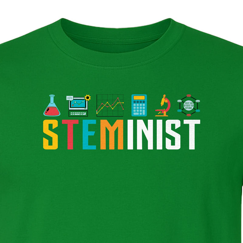 STEMinist Science T-Shirt, Feminist Lab Icons Design for Women in STEM