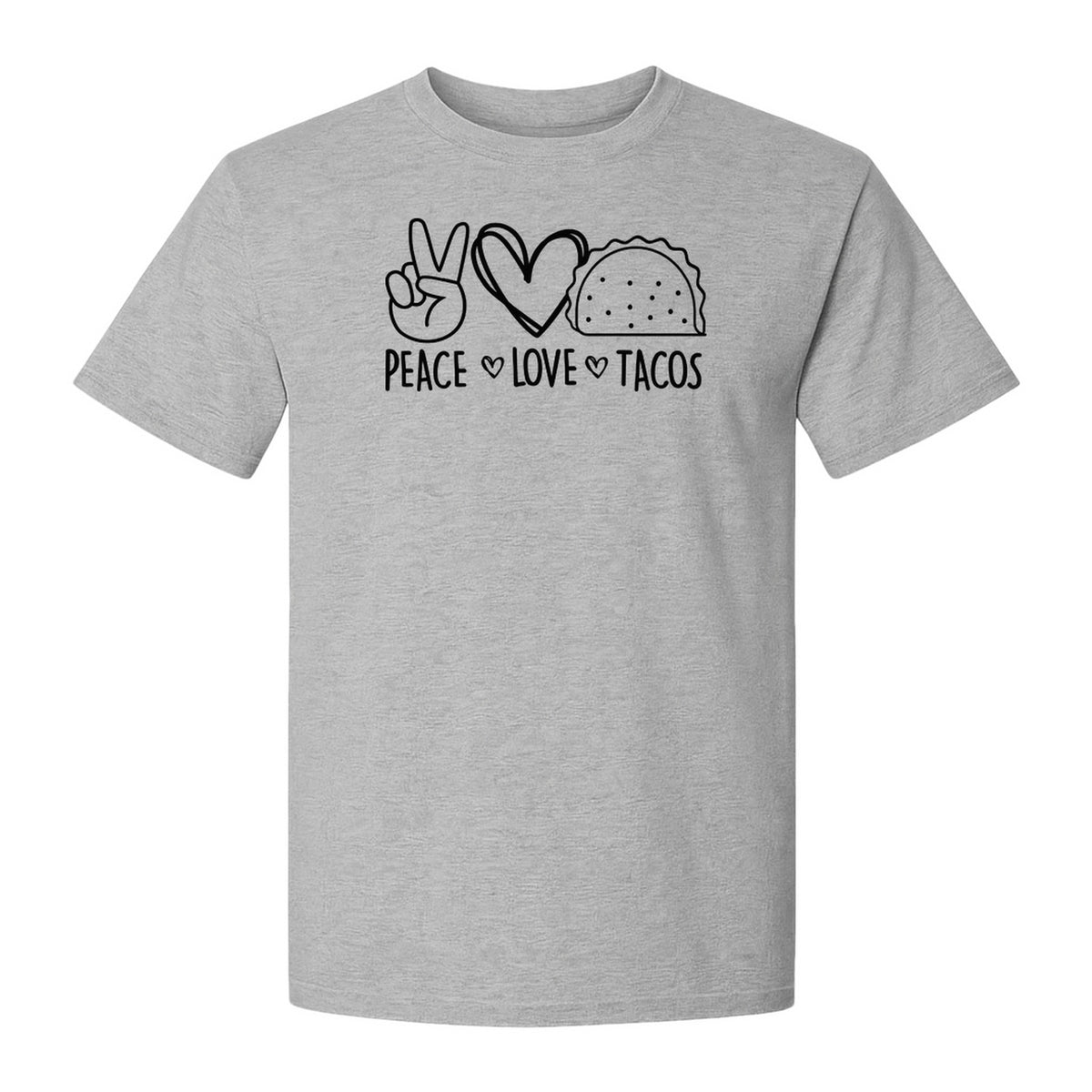 Peace Love Tacos T-Shirt, Mexican Food Graphic for Foodies and Cinco de Mayo Celebrations