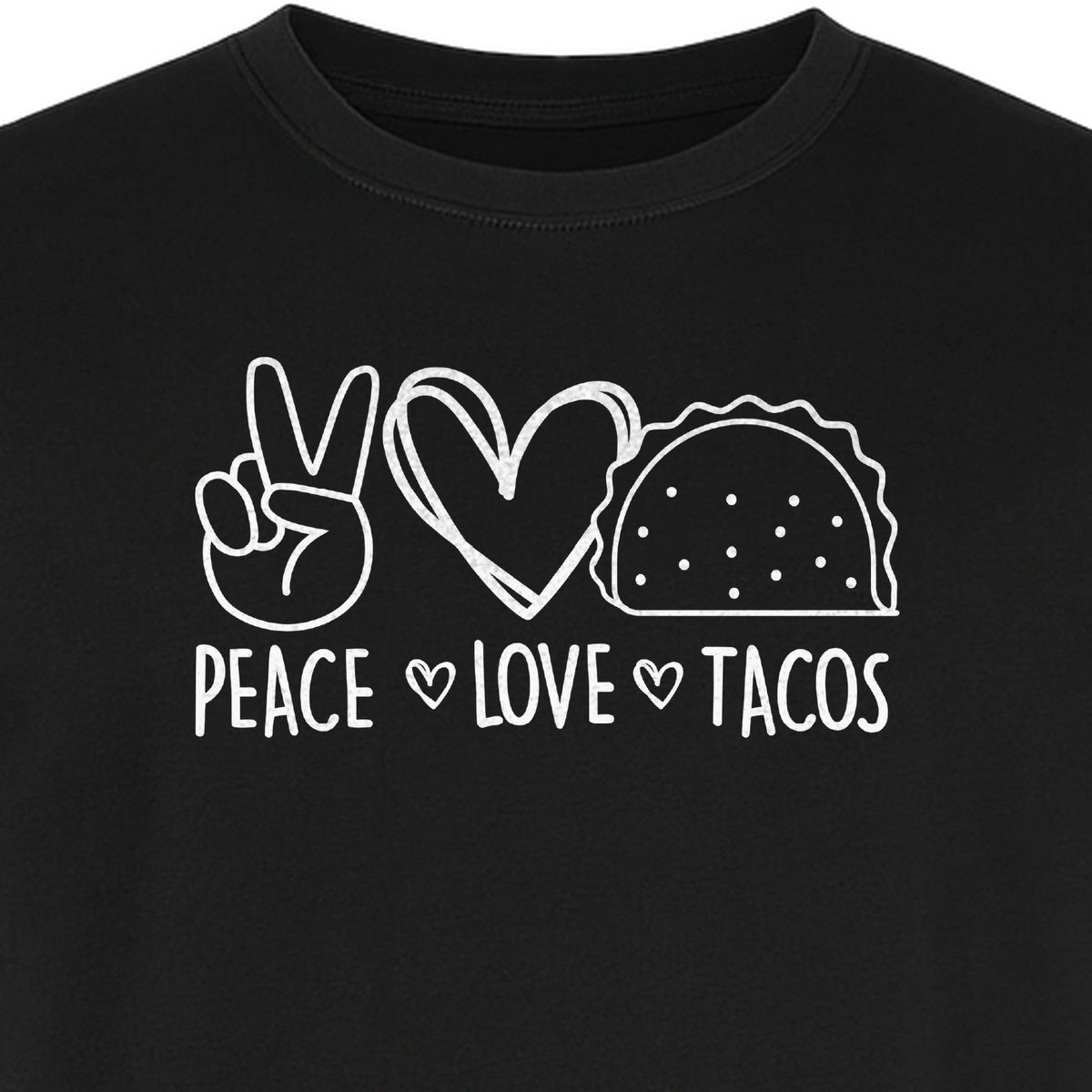 Peace Love Tacos T-Shirt, Mexican Food Graphic for Foodies and Cinco de Mayo Celebrations