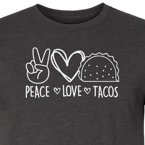 Peace Love Tacos T-Shirt, Mexican Food Graphic for Foodies and Cinco de Mayo Celebrations