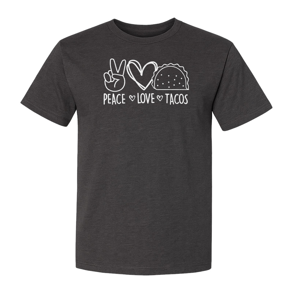 Peace Love Tacos T-Shirt, Mexican Food Graphic for Foodies and Cinco de Mayo Celebrations