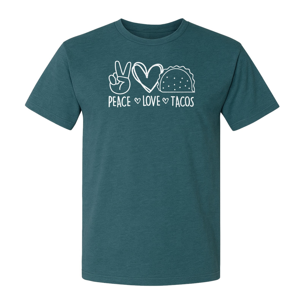 Peace Love Tacos T-Shirt, Mexican Food Graphic for Foodies and Cinco de Mayo Celebrations