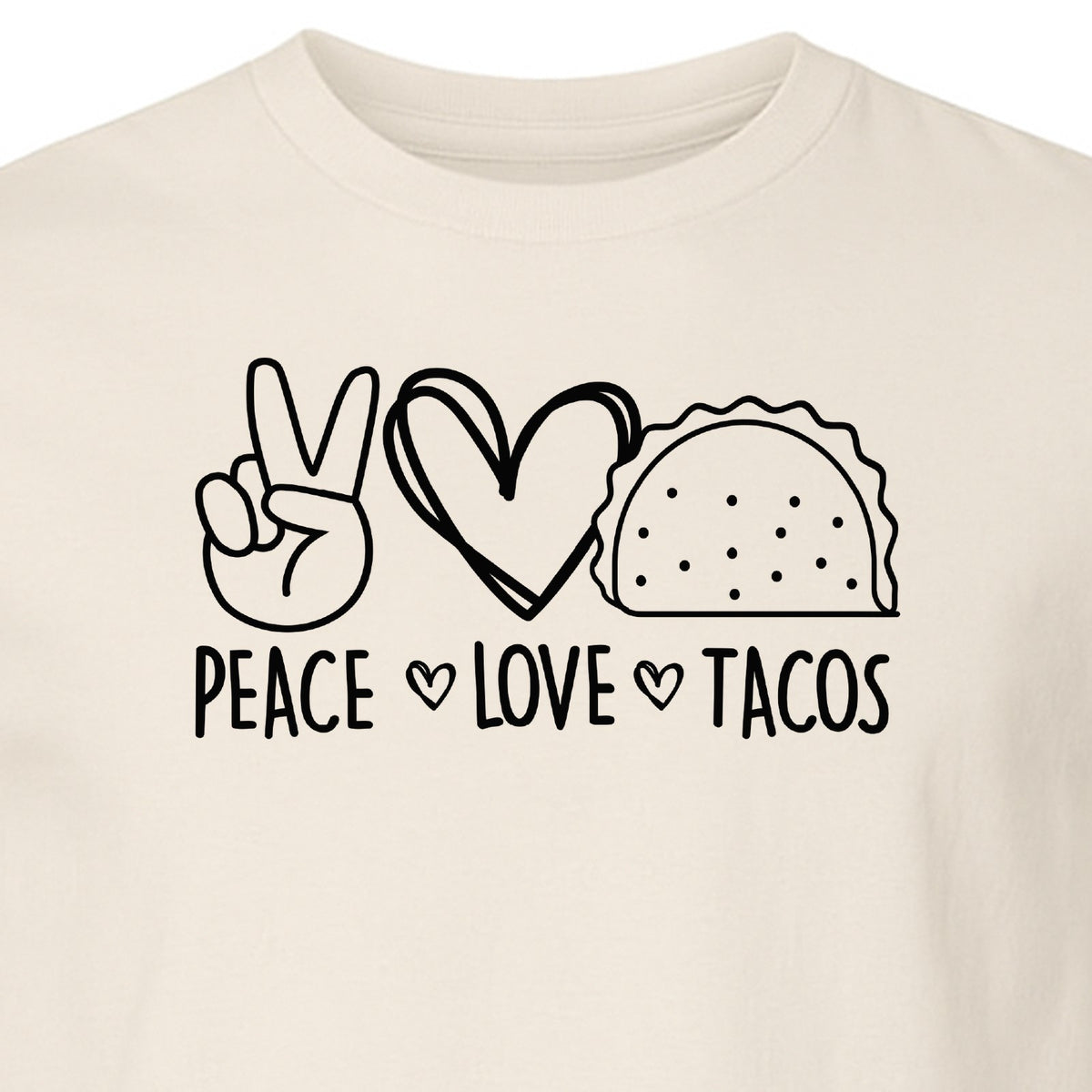 Peace Love Tacos T-Shirt, Mexican Food Graphic for Foodies and Cinco de Mayo Celebrations
