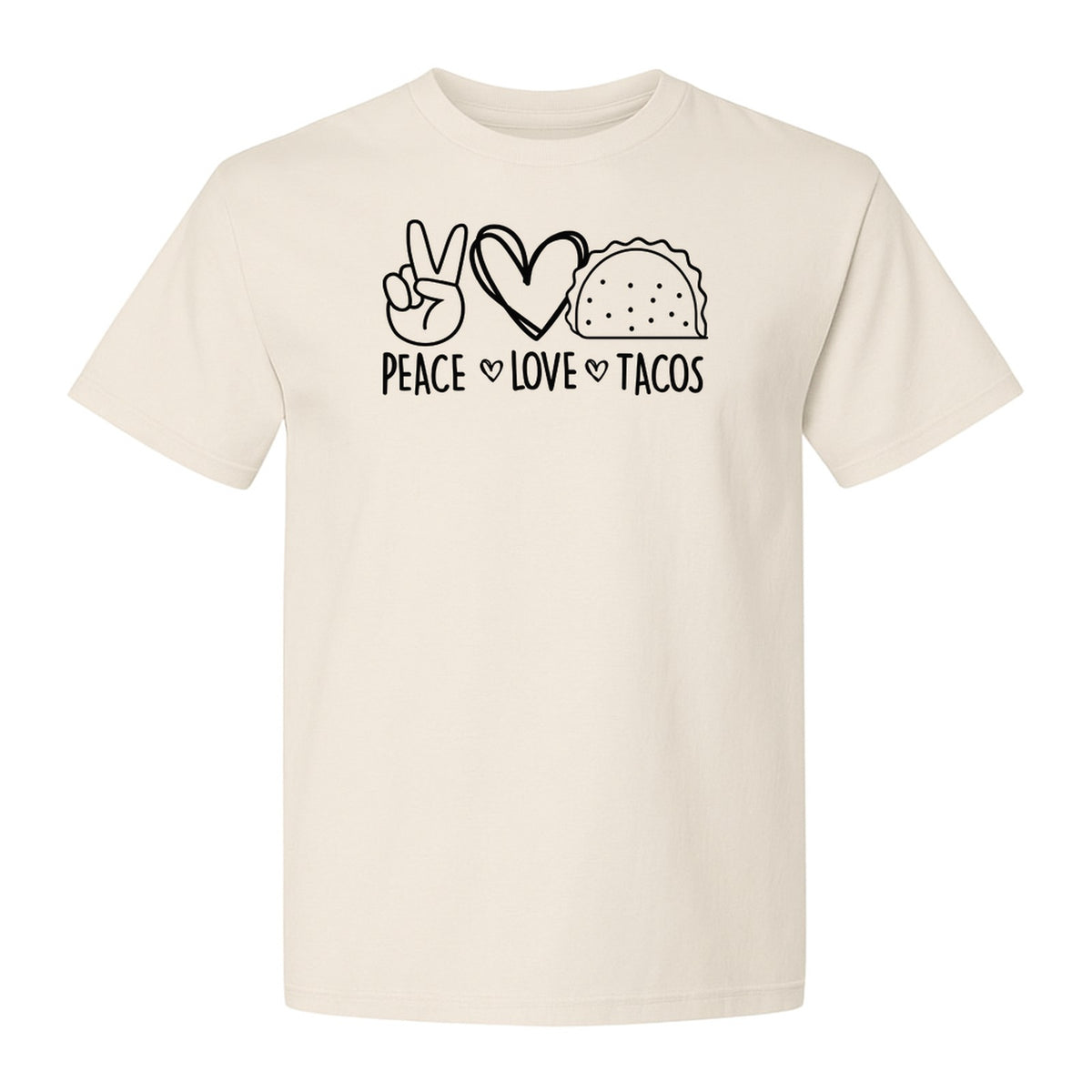 Peace Love Tacos T-Shirt, Mexican Food Graphic for Foodies and Cinco de Mayo Celebrations