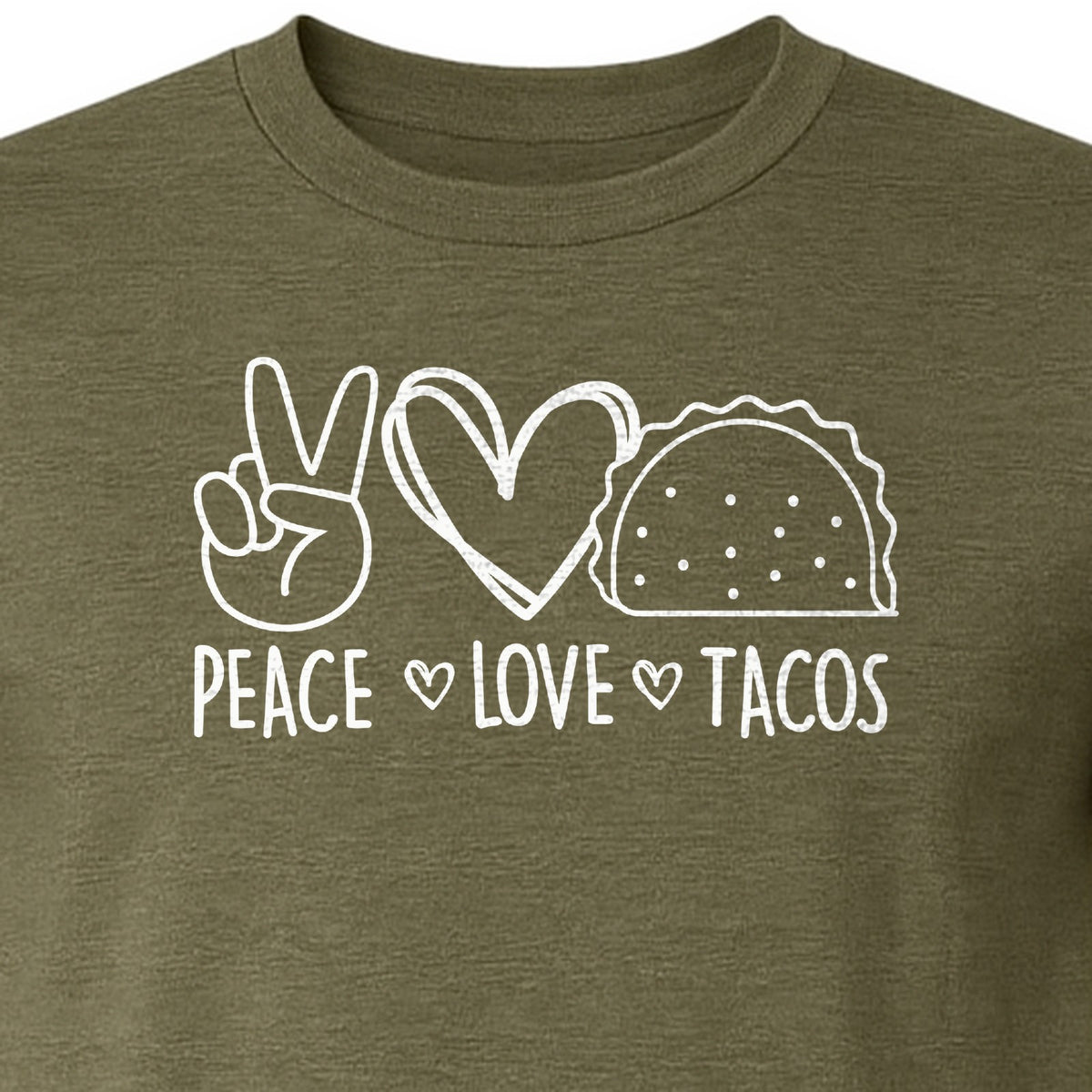 Peace Love Tacos T-Shirt, Mexican Food Graphic for Foodies and Cinco de Mayo Celebrations