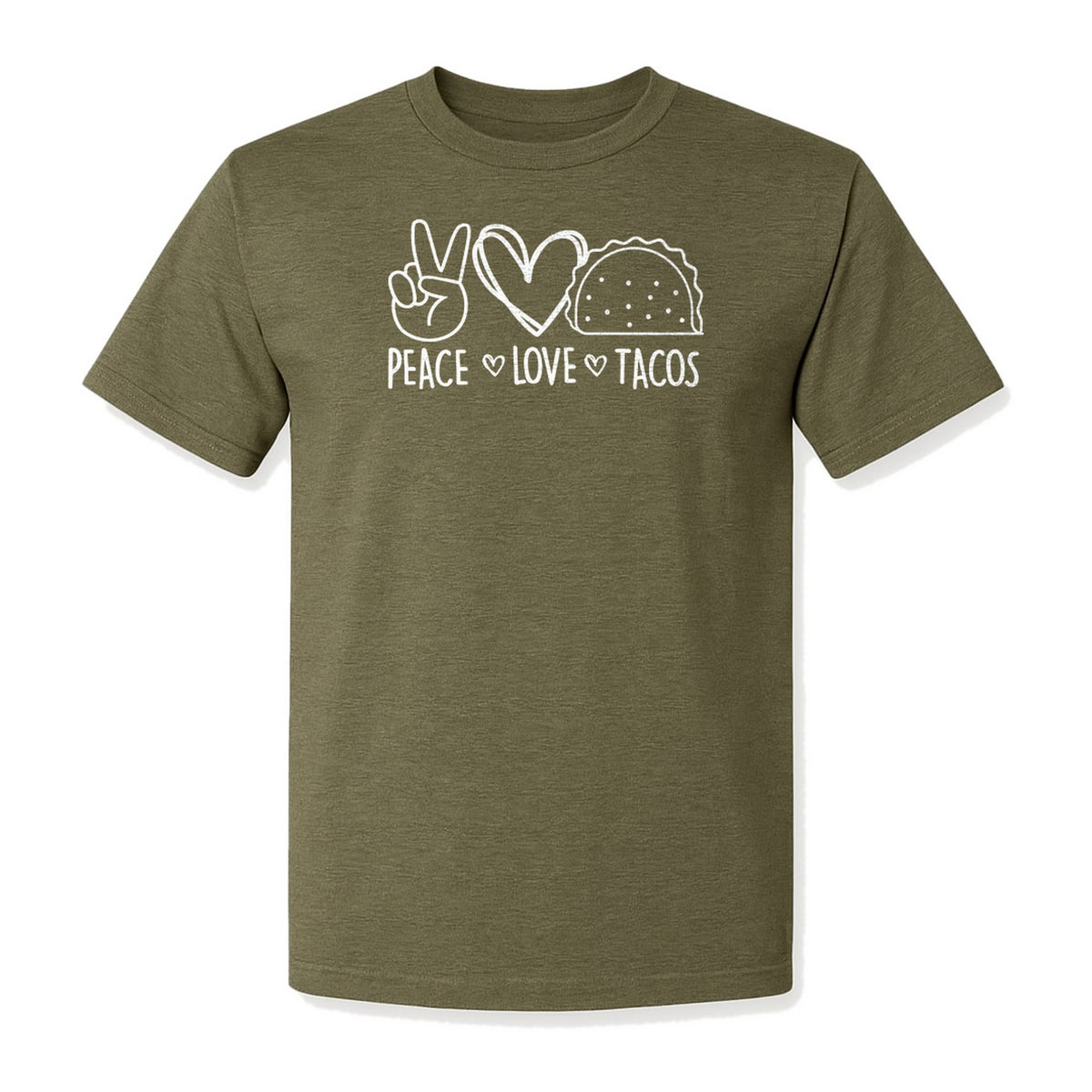 Peace Love Tacos T-Shirt, Mexican Food Graphic for Foodies and Cinco de Mayo Celebrations