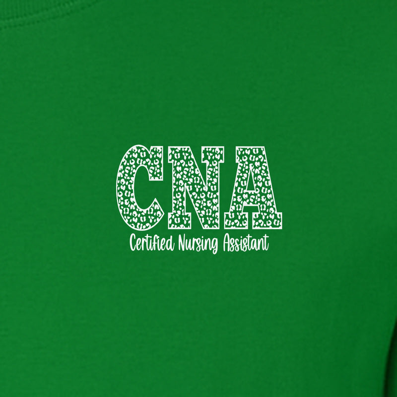 CNA T-Shirt, Leopard Print Certified Nursing Assistant Pocket Design for Caregivers and Clinical Staff