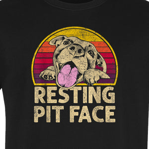 Pitbull T-Shirt, Resting Pit Face Retro Sunset Dog Graphic for Owners and Pet Parents