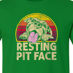 Pitbull T-Shirt, Resting Pit Face Retro Sunset Dog Graphic for Owners and Pet Parents