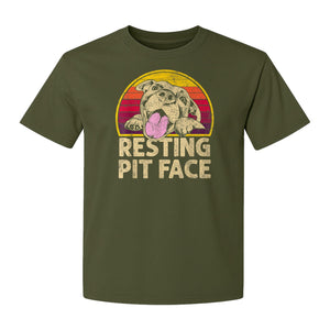 Pitbull T-Shirt, Resting Pit Face Retro Sunset Dog Graphic for Owners and Pet Parents